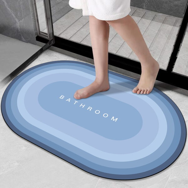 LESTER Blue Oval Anti-Slip Bathroom Mat