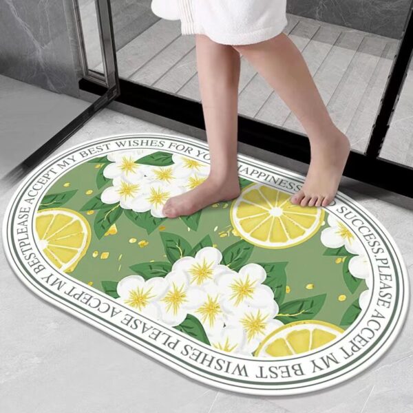 LESTER Green Floral Anti-Slip Bathroom Mat