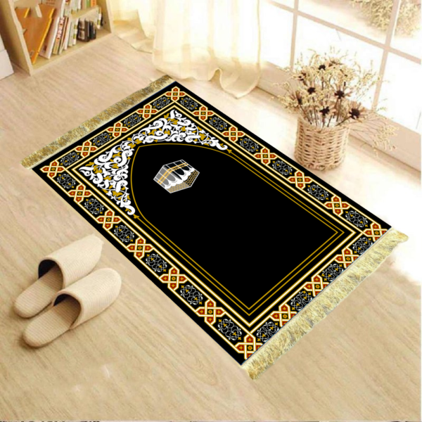 LESTER Elegant Black & Gold Prayer Rug