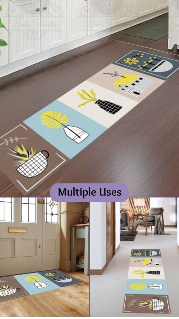 LESTER-Modern Art Plant Pots Kitchen Mat Set Size 40 *60-40*120 - Image 3