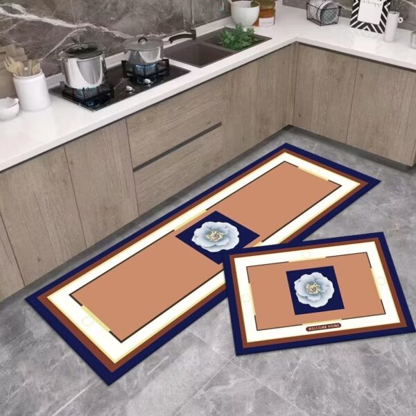 LESTER-Elegant Floral Frame Kitchen Mat Set Size 40*60-40*120