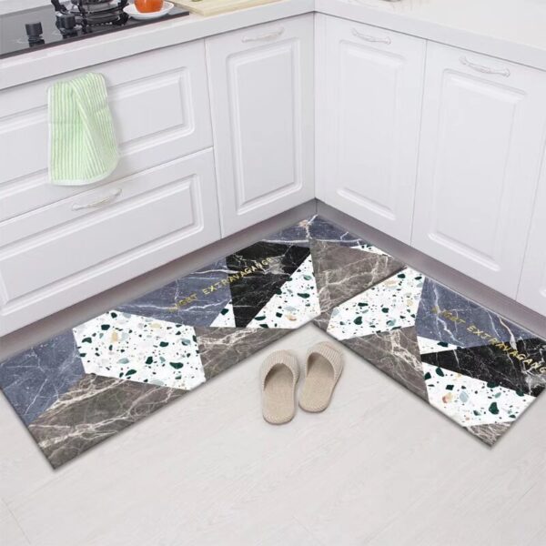 LESTER-Modern Marble Geometry Kitchen Mat Size 40 *60-40*120