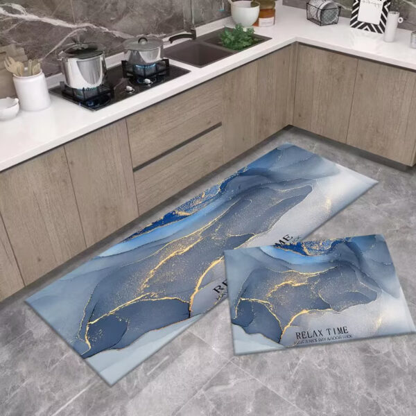 LESTER-Golden Waves Abstract Kitchen Mat Set Size 40*60 -40*120