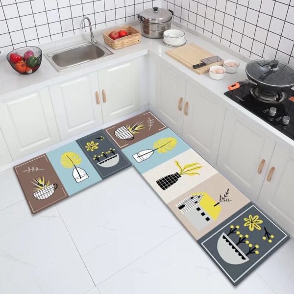 LESTER-Modern Art Plant Pots Kitchen Mat Set Size 40 *60-40*120