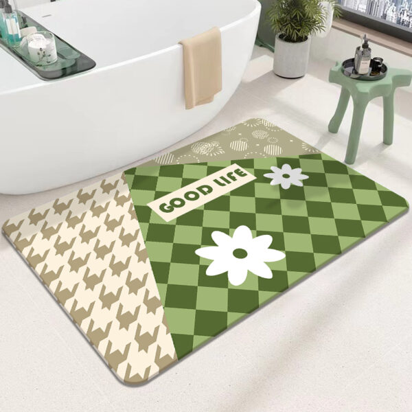 LESTER Anti-Slip Absorbent Bathroom Mat - Floral Pattern