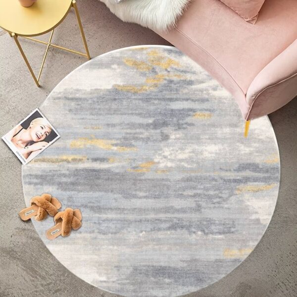 LESTER Marble Glow Circle Rug – Grey & Gold Size 80 *80