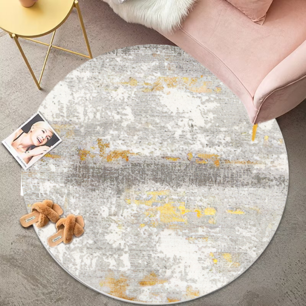 LESTER Waterproof Circle Rug – Golden Marble