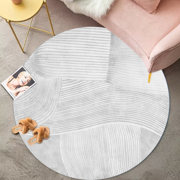 LESTER Waterproof Circle Rug – Wave Grey